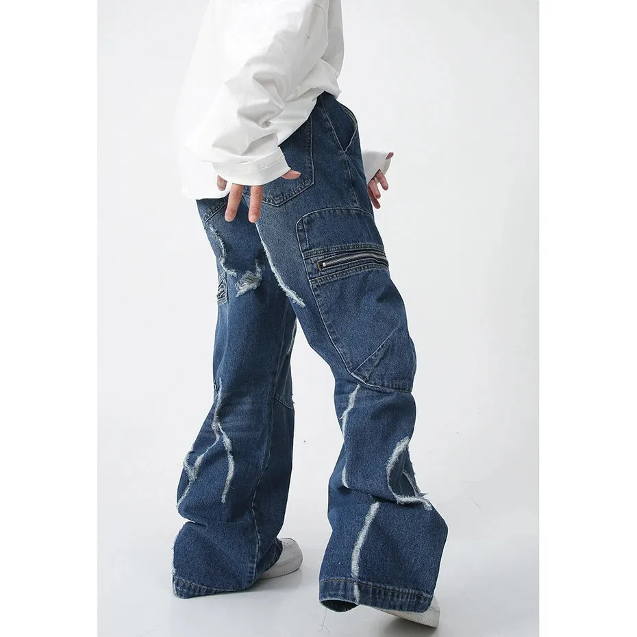 Torn Loose Fit Cargo Jeans