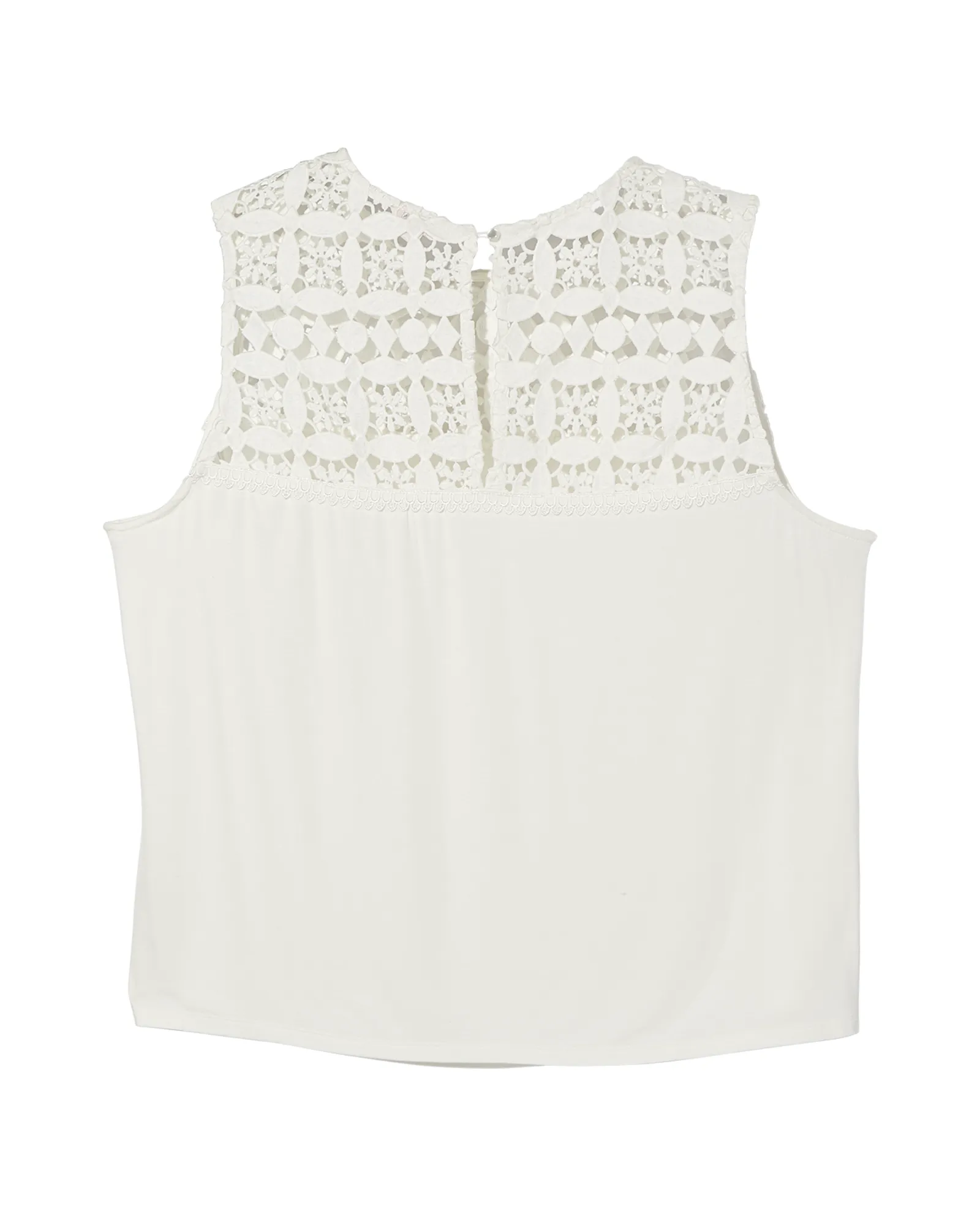 Tory Tank with Crochet Detail | White