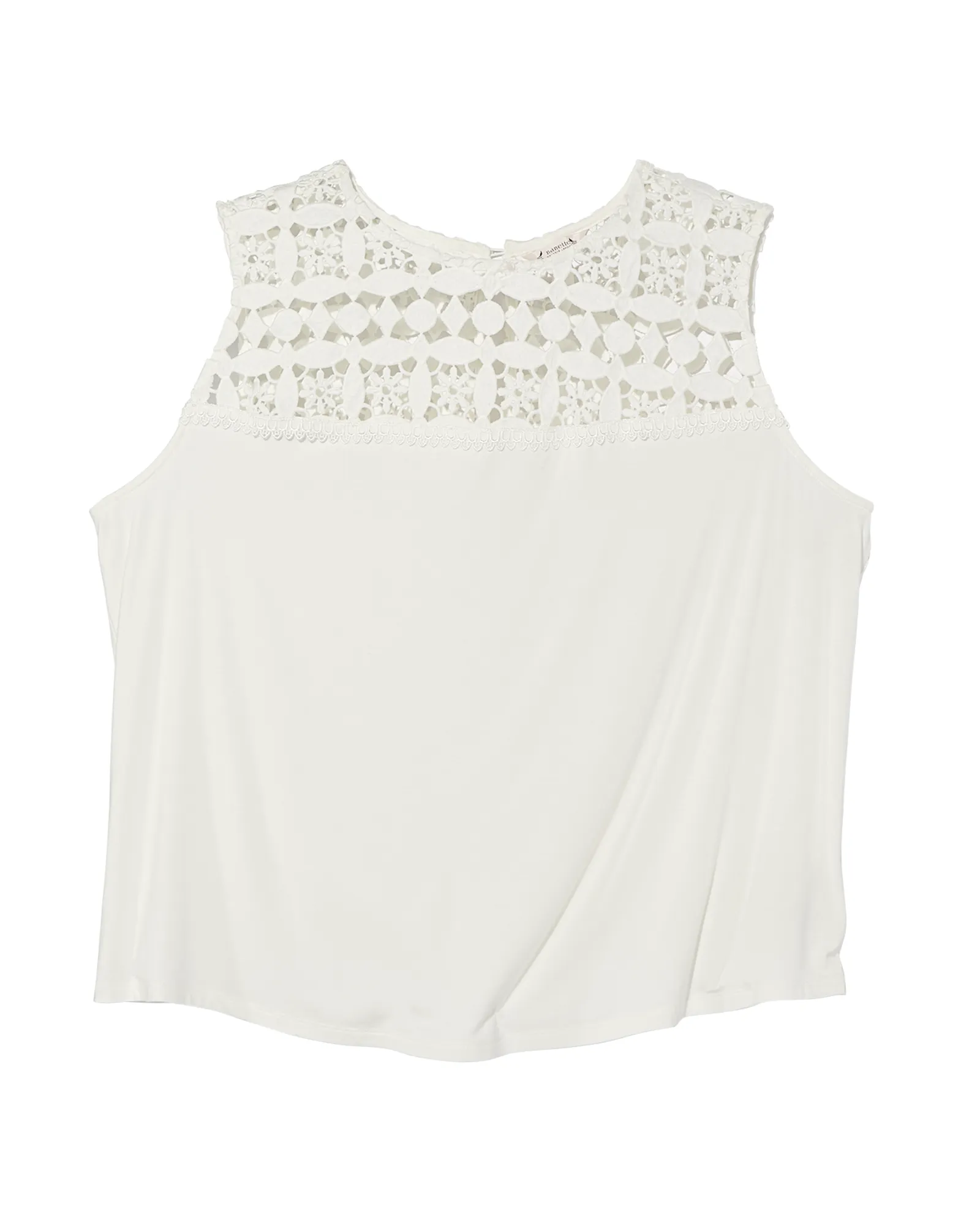 Tory Tank with Crochet Detail | White