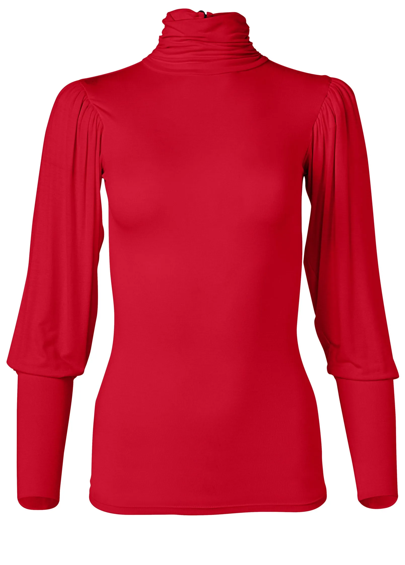 Turtleneck Long Sleeve Top - Red