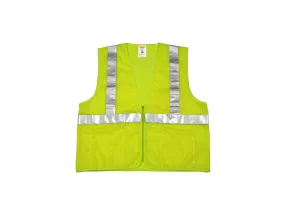 Type R Class 2 Vest - Fluorescent Yellow-Green - Polyester Mesh - Zipper Closure - 4 Interior Pockets - Silver Reflective Tape