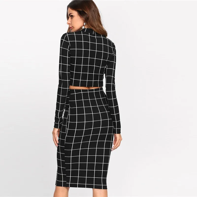 VenusFox Elegant 2 Piece Crop Top & Pencil Skirt