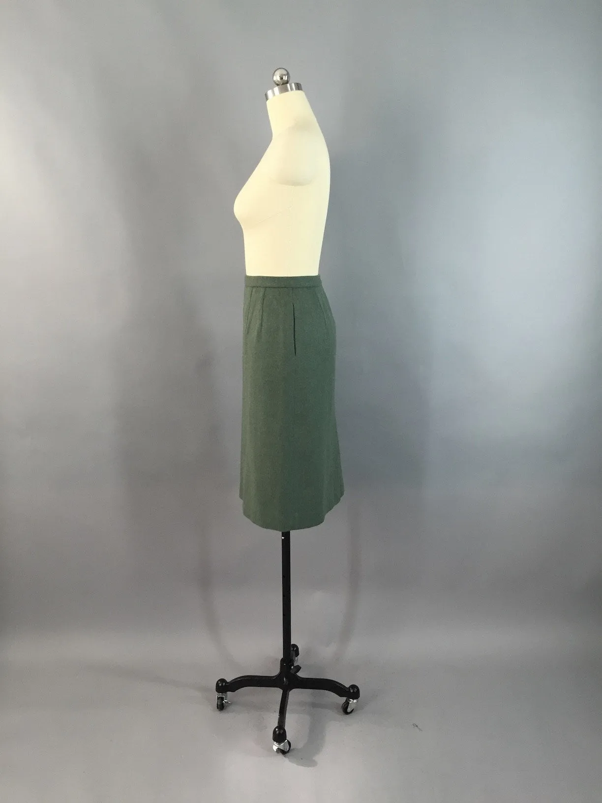 Vintage 1980s Green Pendleton Wool Pencil Skirt