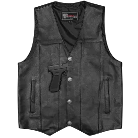 VL906 Premium Cowhide Leather Plain Side Buffalo Nickel Vest