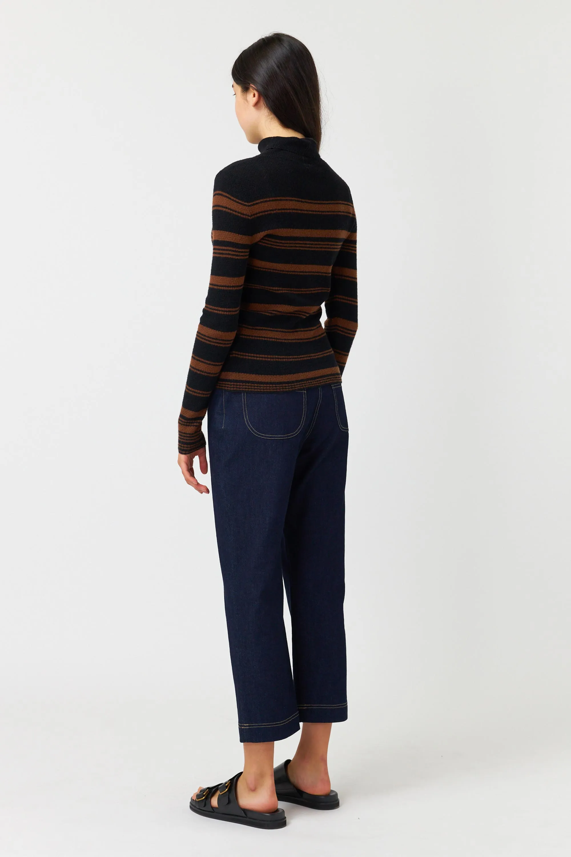 Waffle stripe turtleneck