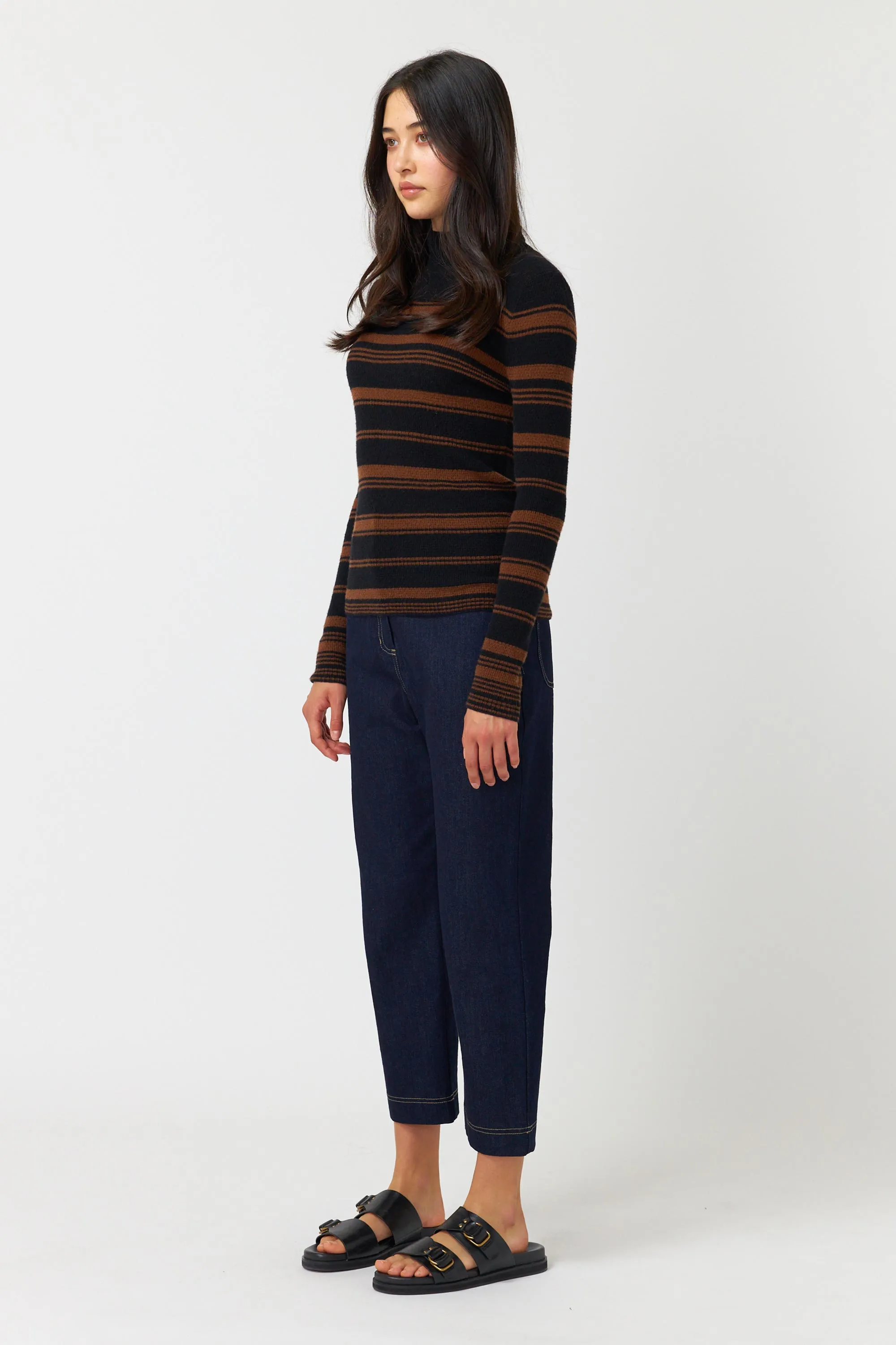 Waffle stripe turtleneck