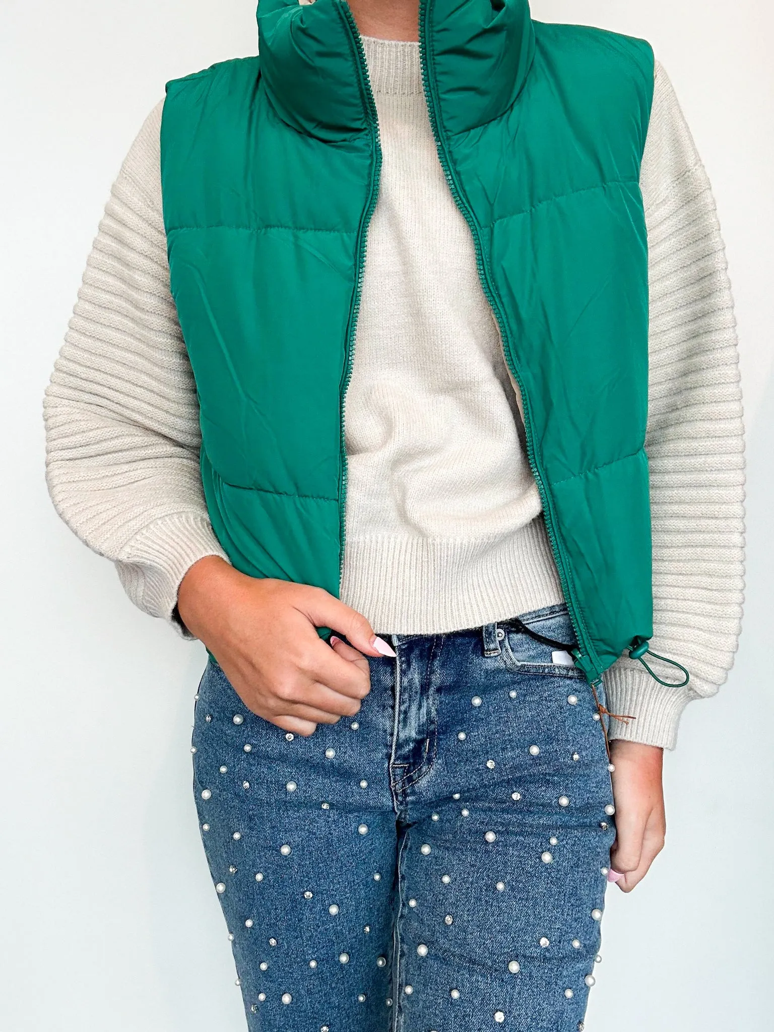 Warm Up Reversible Puffer Vest - Kelly Green