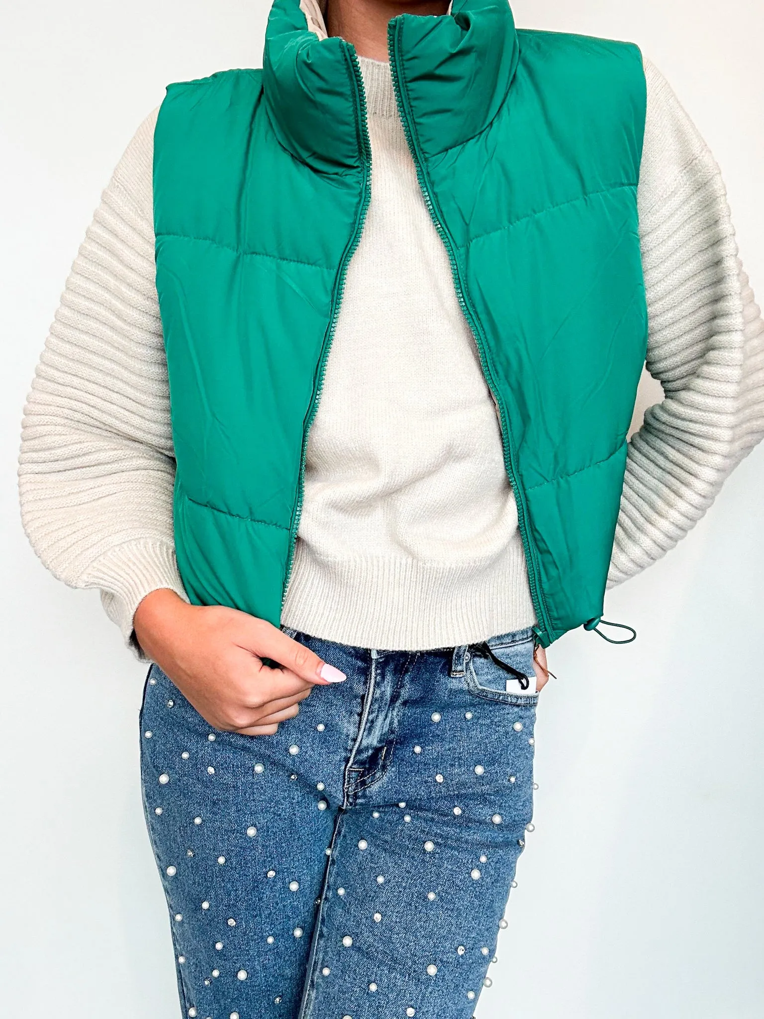 Warm Up Reversible Puffer Vest - Kelly Green