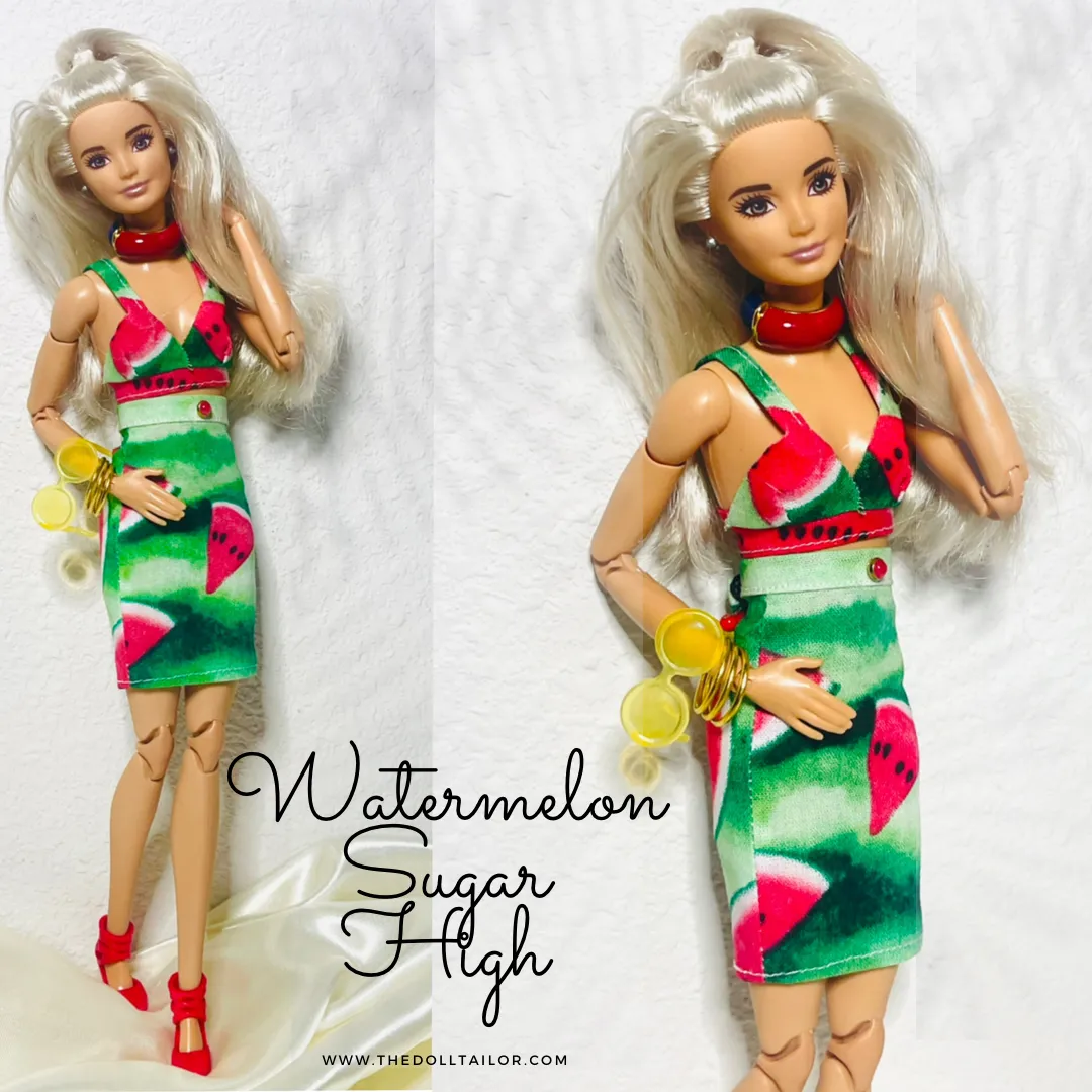 Watermelon skirt for barbie doll