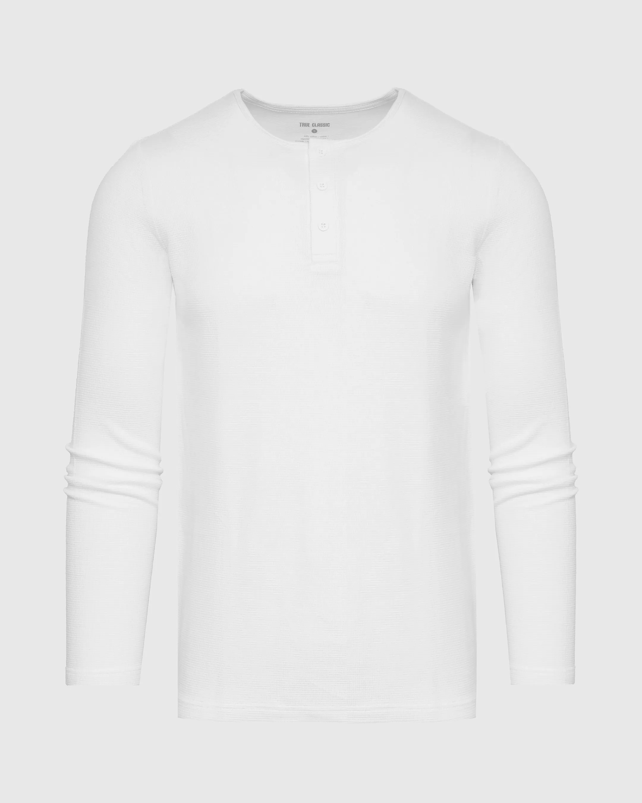 White Waffle Long Sleeve Henley