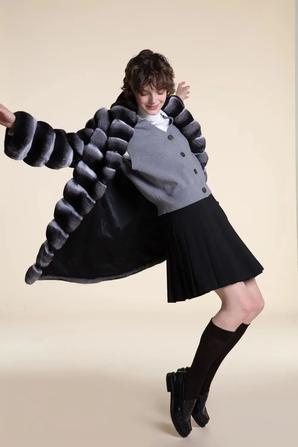 Women chinchilla coat