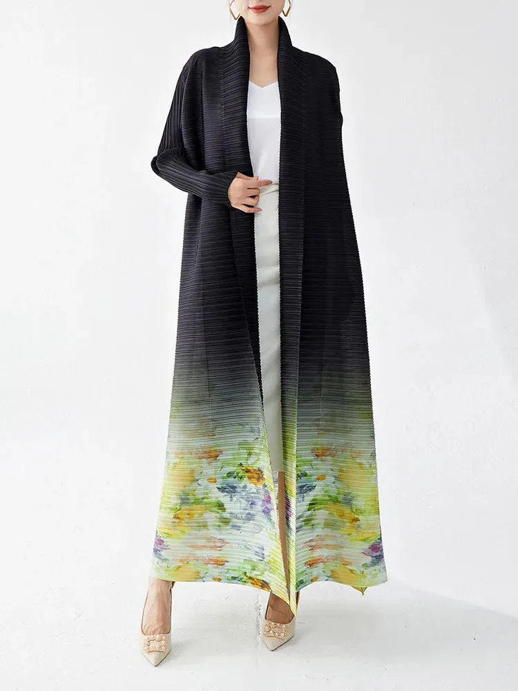 Women's Luxurious Floral Pleated Cardigan Coat