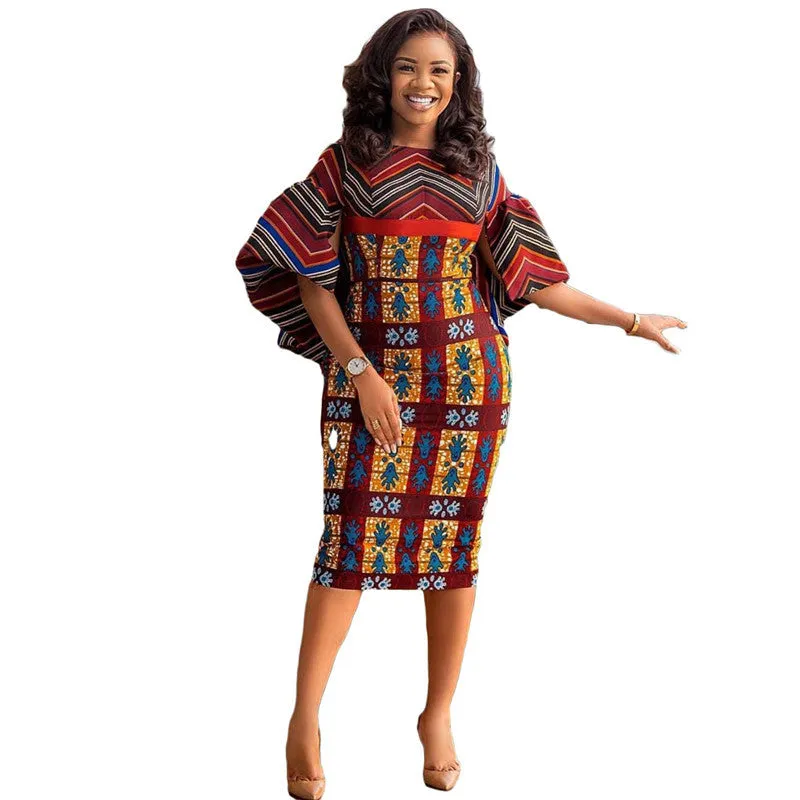 Women's Printed Stitching pattern Dress