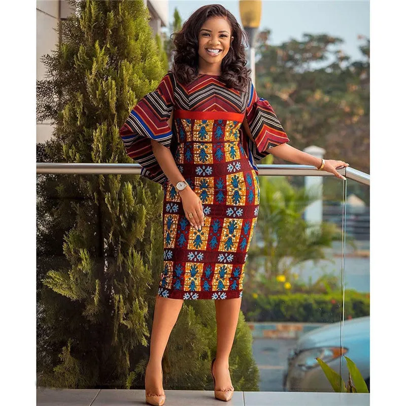 Women's Printed Stitching pattern Dress