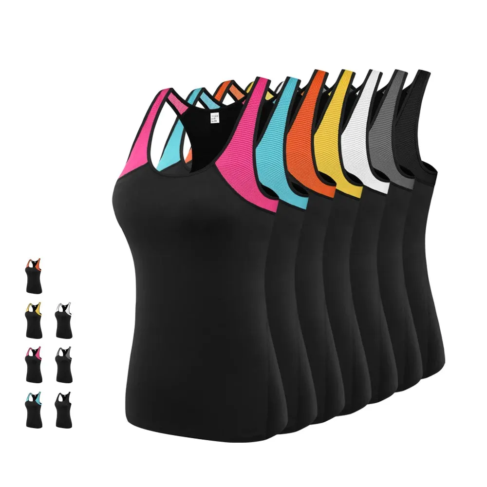 Women's Sports Vest Quick Drying Shirts Fitness Tank Tops Activewear Workout T-shirt Running Gym Clothing Jogging Yoga Clothes