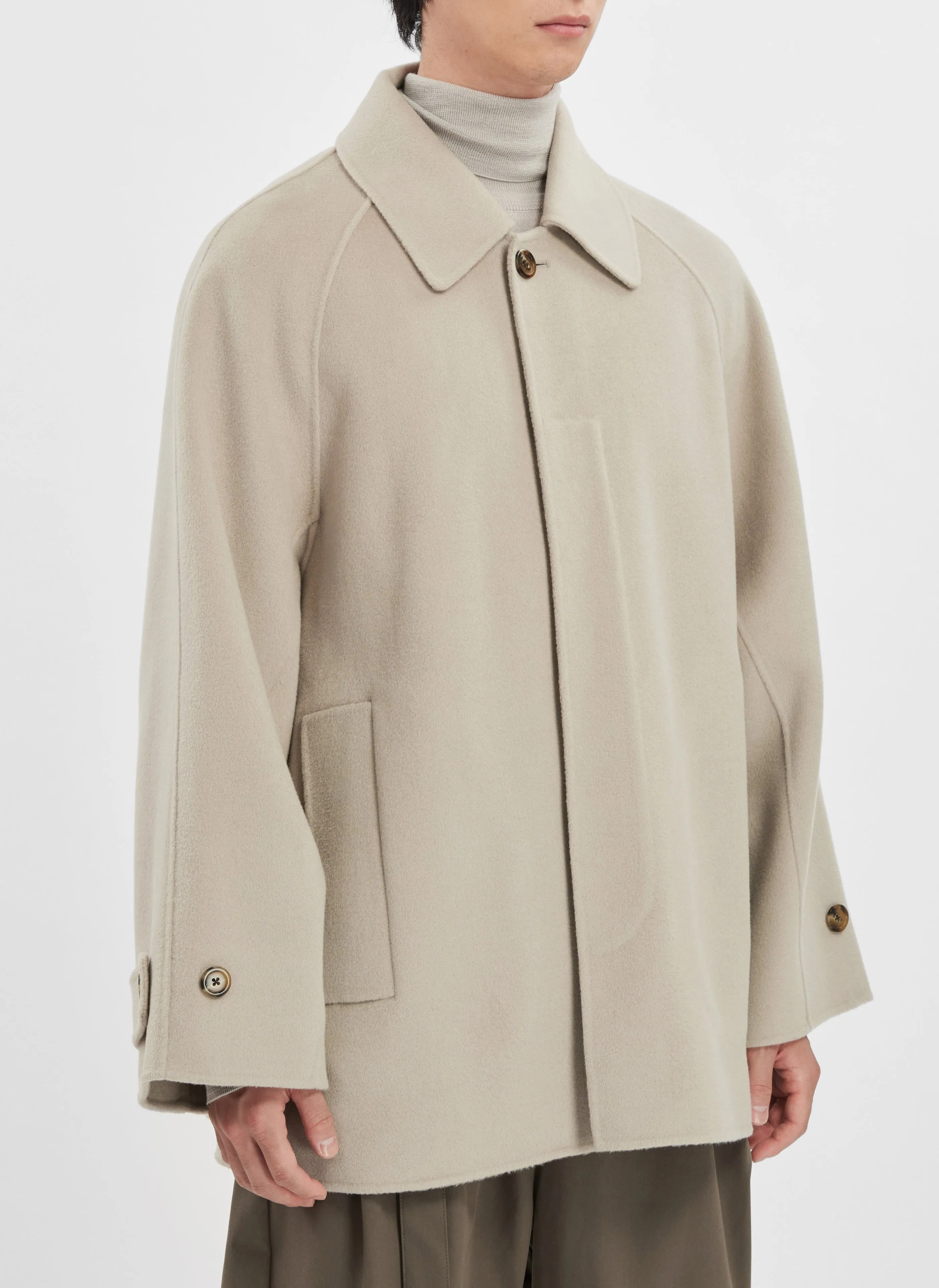 Wool Cashmere Silk Double Face Soft Trench Coat