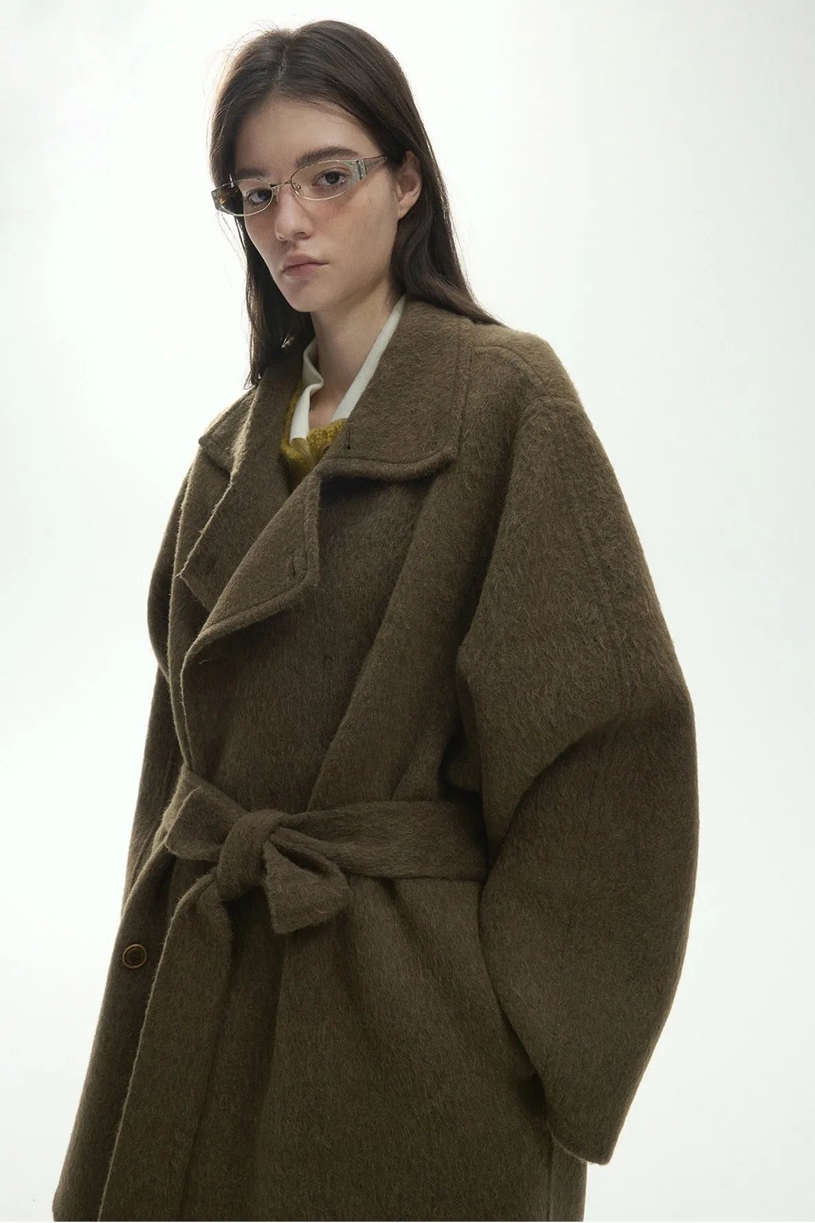 Wool riched double-sided fabric oversized mid-length coat | 2 color