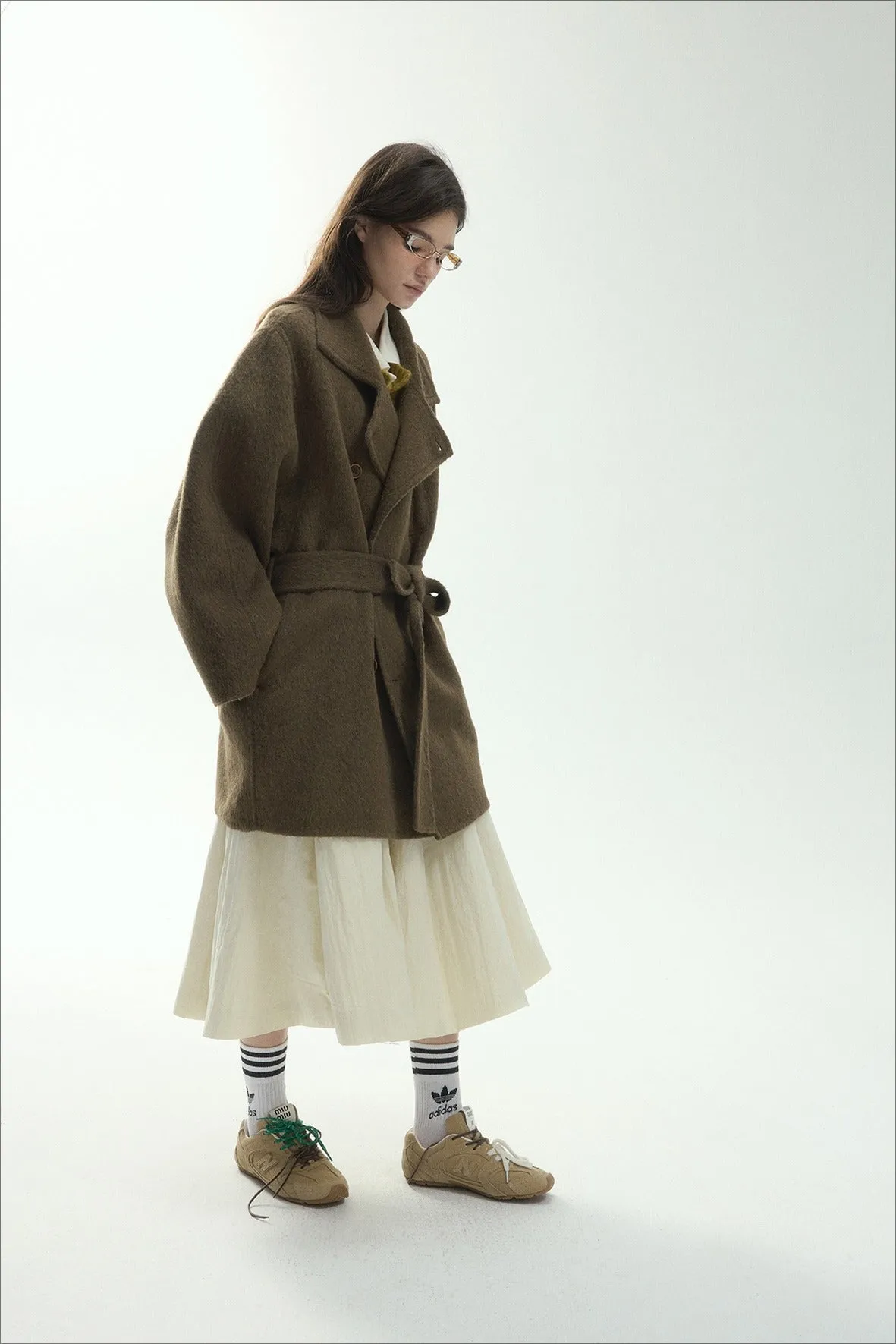 Wool riched double-sided fabric oversized mid-length coat | 2 color