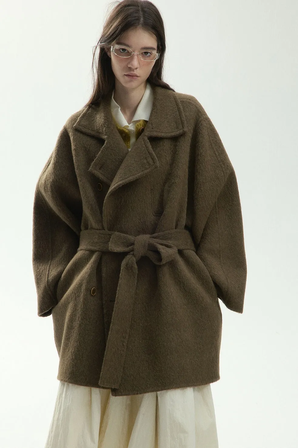 Wool riched double-sided fabric oversized mid-length coat | 2 color